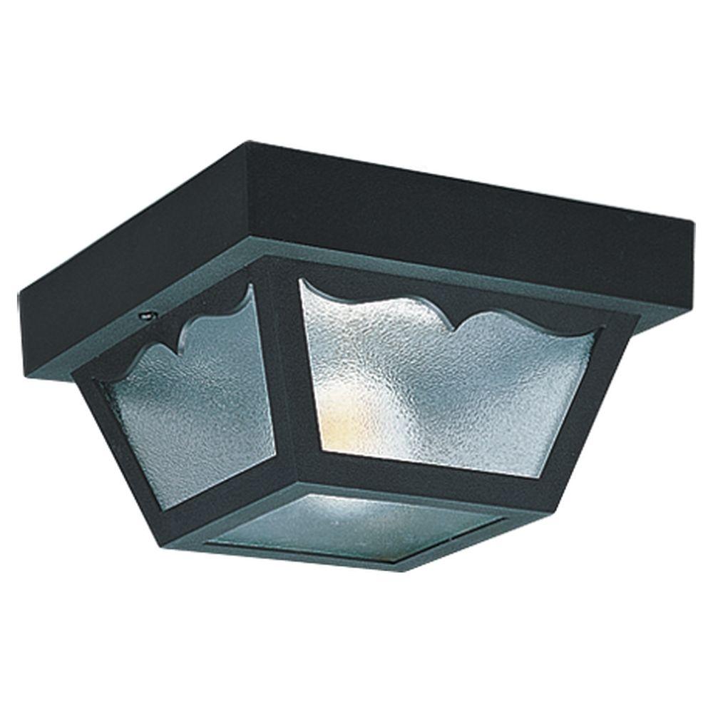 Sea Gull Lighting 2 Light Black Outdoor Ceiling Fixture