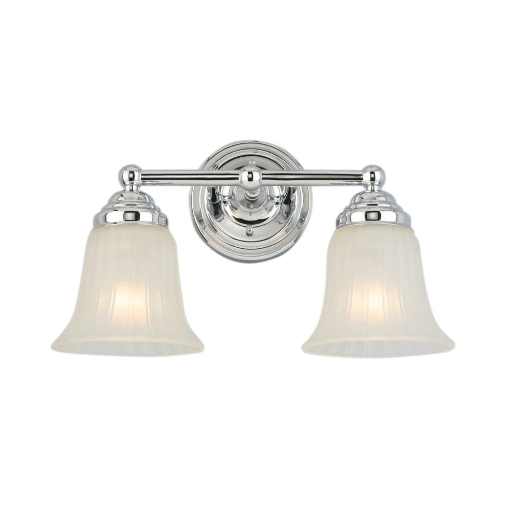 hampton bay 2-light chrome vanity light with frosted glass