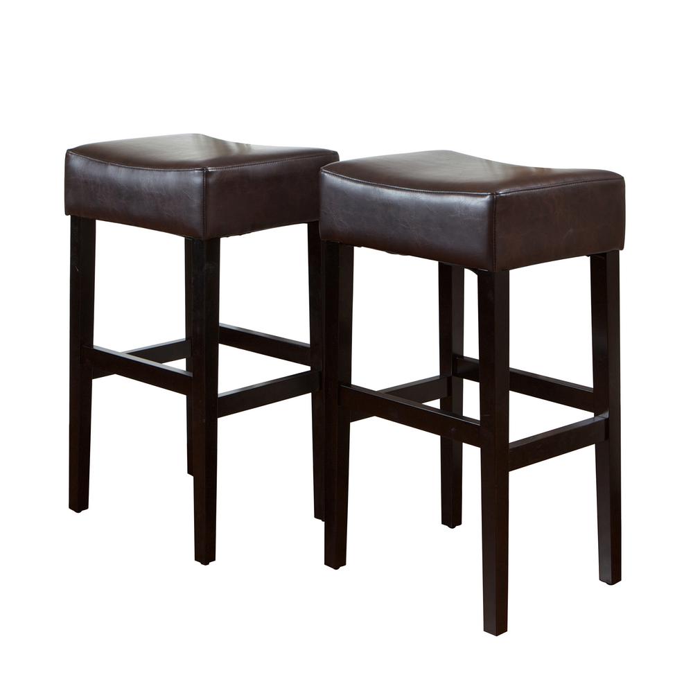 Noble House Lopez 30 in. Brown Backless Bar Stool (Set of 2)