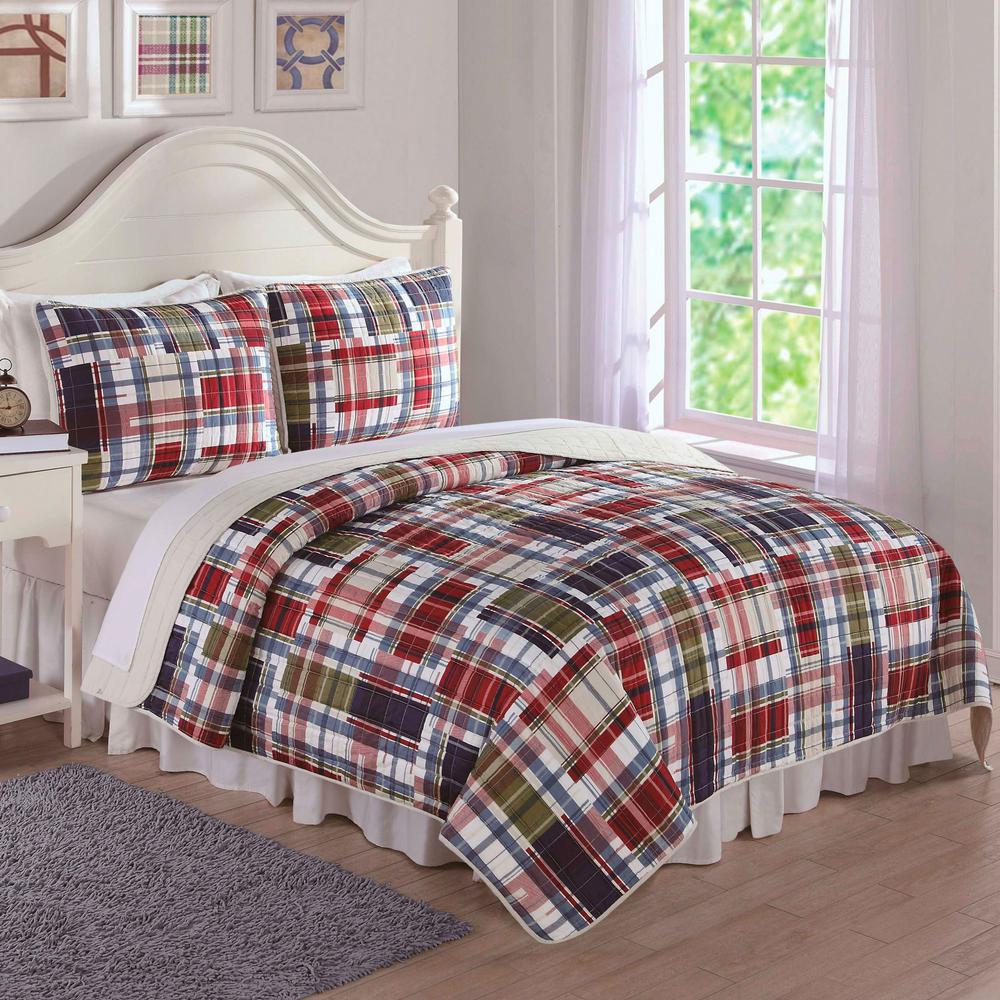 Navy Khaki Preppy Plaid Red Twin Quilt And Sham Qs7082mttw 41 The Navy Khaki Preppy Plaid Red Twin Quilt And Sham