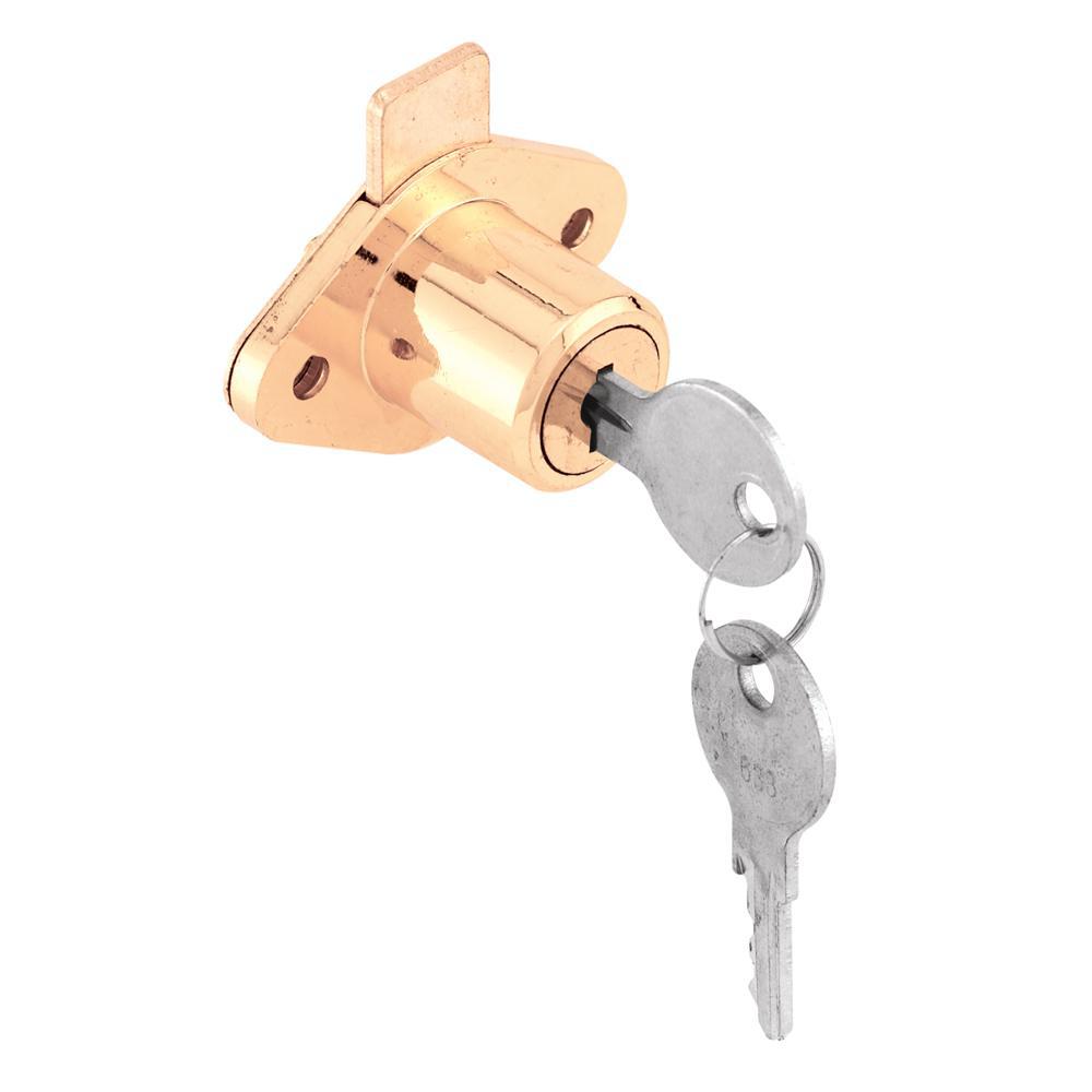 Prime Line Drawer And Cabinet Lock 7 8 In Diecast Brass Plated Yale Keyway U 9947 The Home Depot