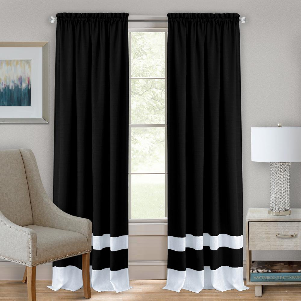 Achim 52 In W X 63 In L Darcy Black White Polyester Rod Pocket