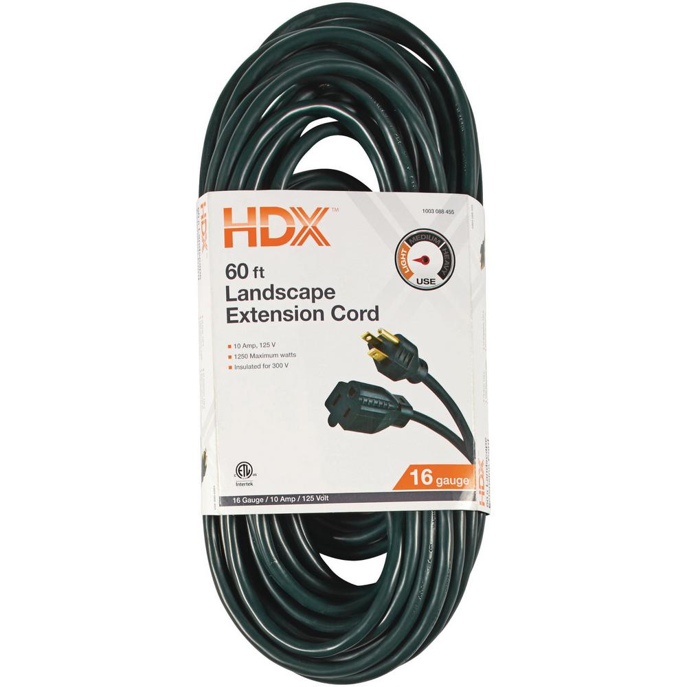 HDX 60 ft. 16/3 Holiday Extension Cord in Green