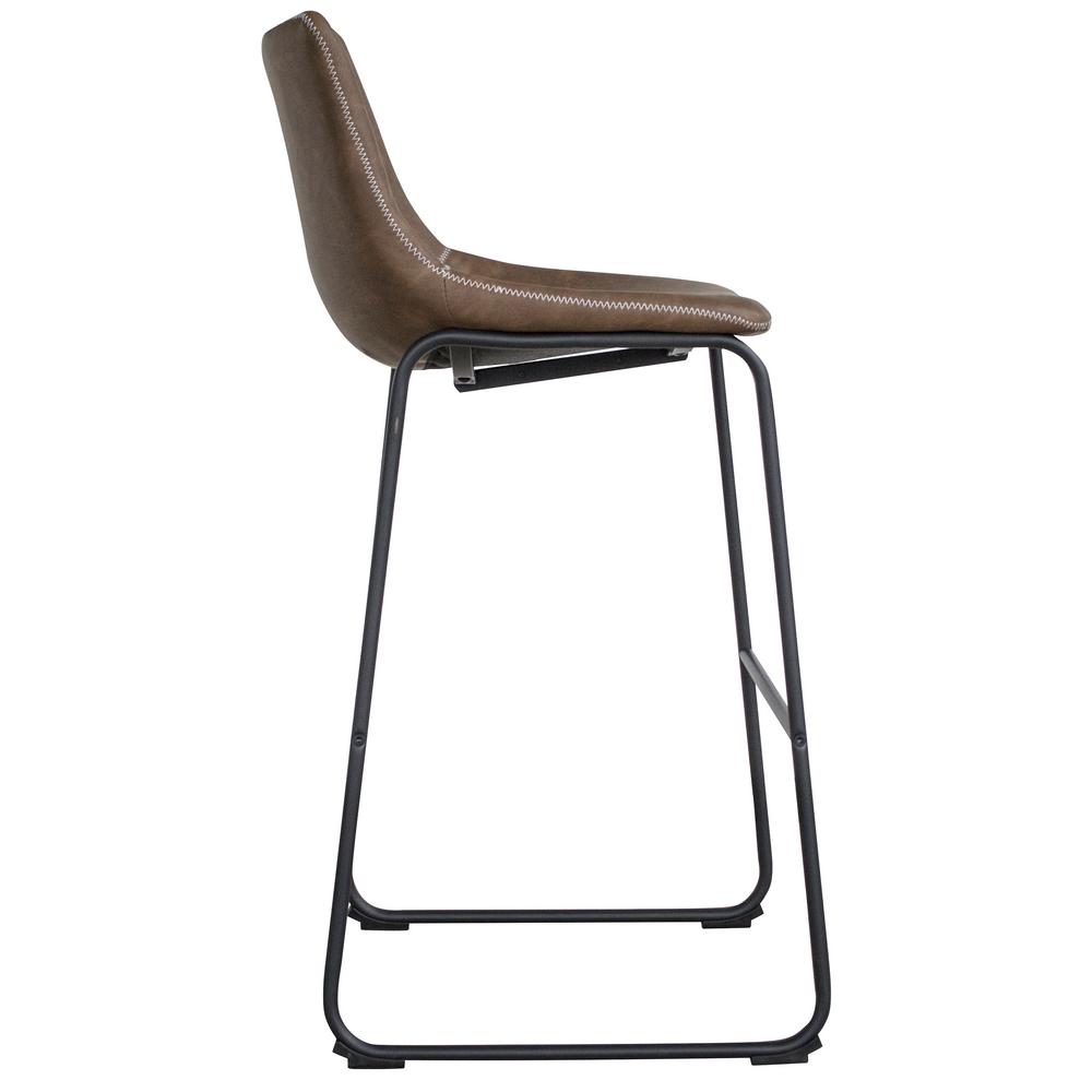 2-Pack Classic White Leather Backless Barstool