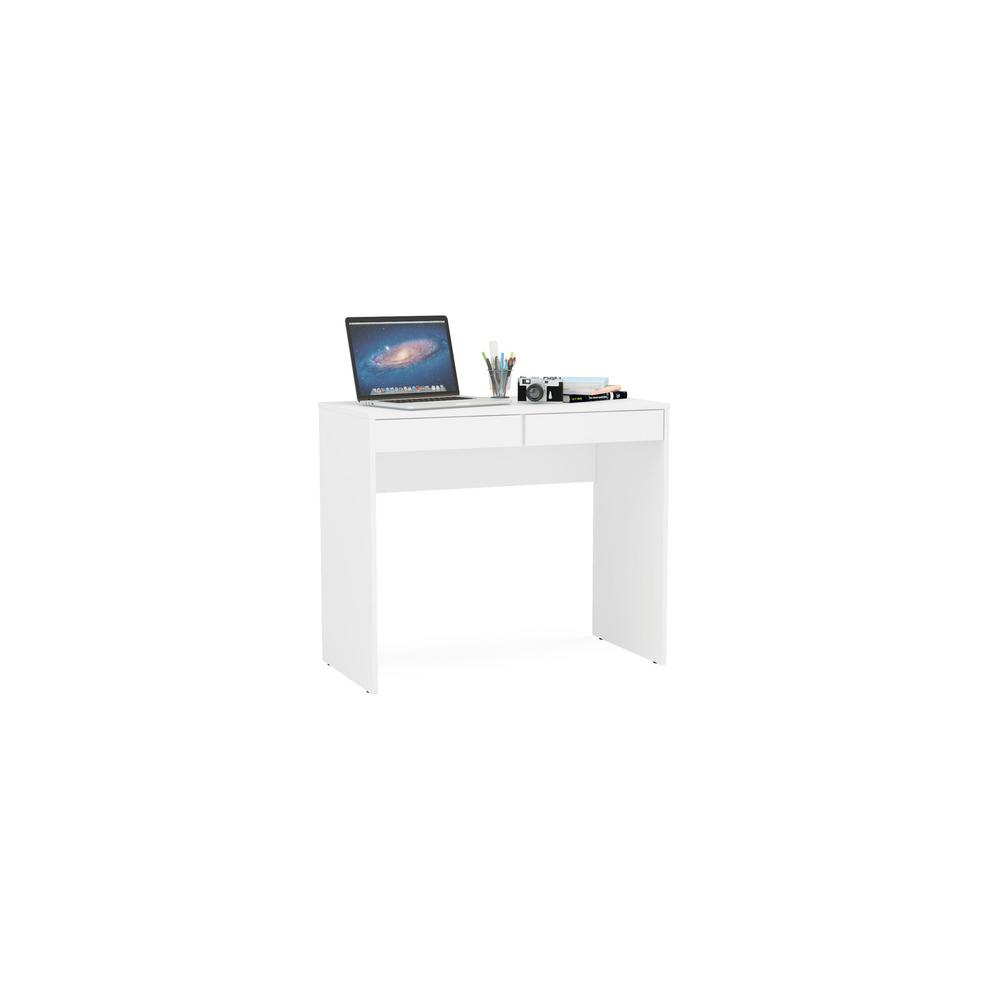 Crimson White Melamine Compact Desk With 2 Drawers 1604470007