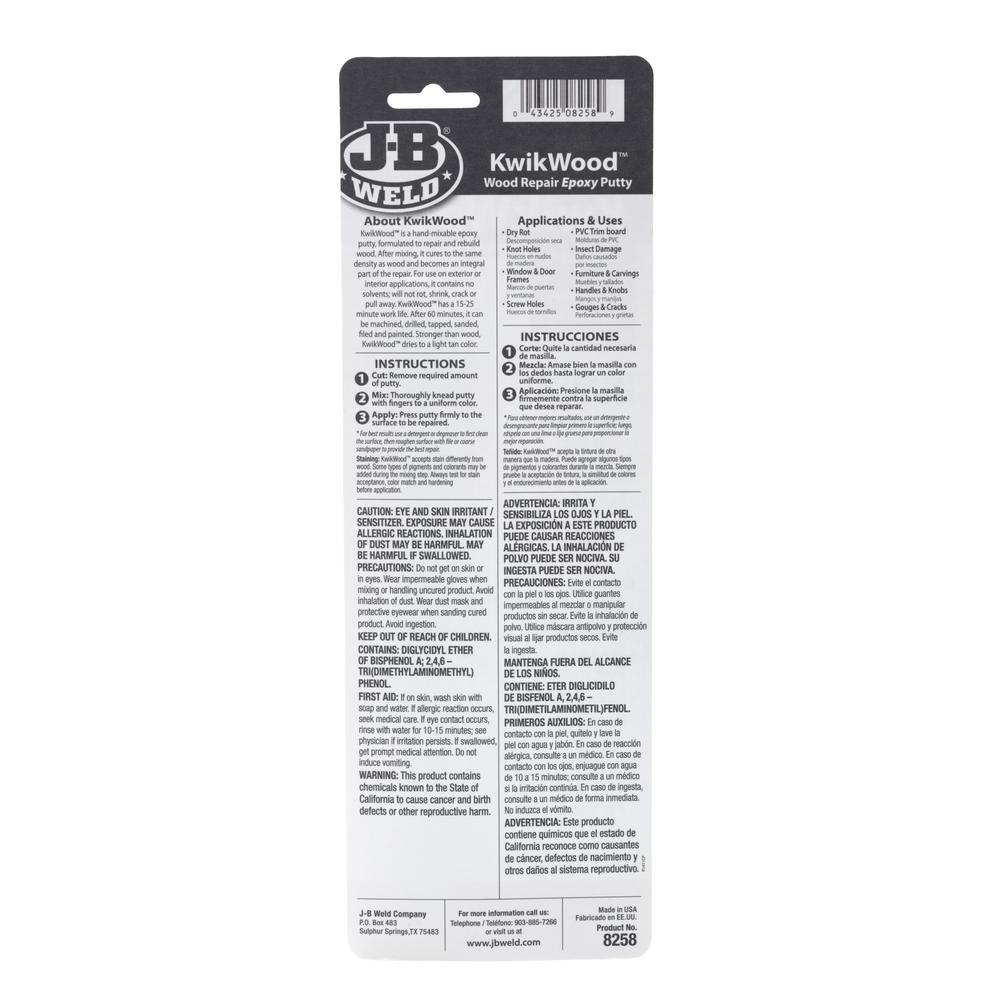 J B Weld J B Weld Kwikwood Putty Stick 148 Oz Case Of 6