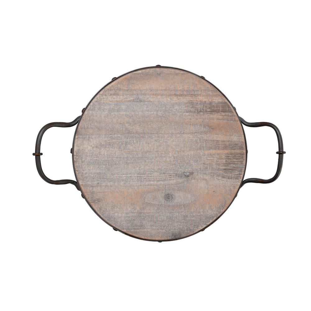 Elements 20 In Round Wood Tray With Metal Handles 5230321 The Round Wood Tray With Metal Handles