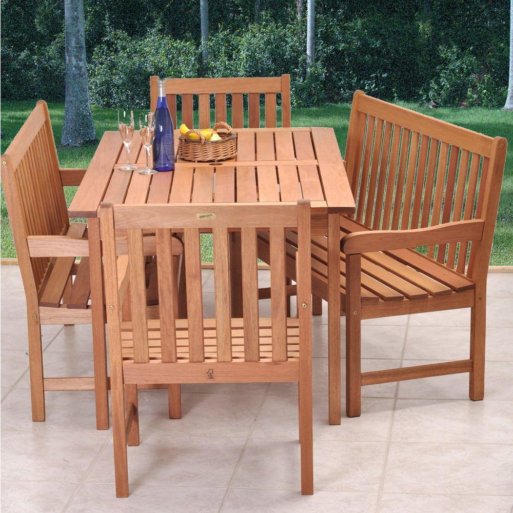 Ia Milano 5 Piece Patio Dining Set Bt Bench The Home Depot