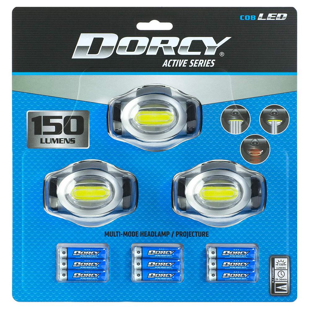 Dorcy 3 a Cob Led Headlight With Adjustable Strap 3 Pack 41 3095a The Home Depot