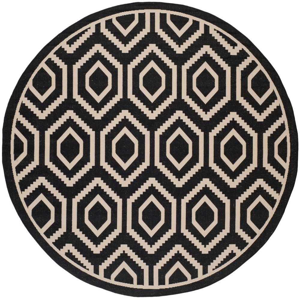 Safavieh Courtyard Black Beige 8 Ft X Indoor Outdoor Round Safavieh Courtyard Black Beige 8 Ft X Indoor Outdoor Round
