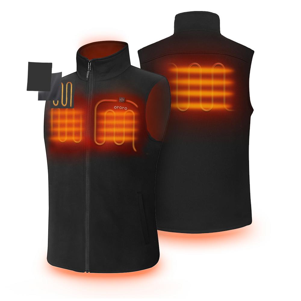 ORORO Unisex Medium Black 7.4Volt LithiumIon Heated Fleece Vest with (1) 5.2Ah Battery and
