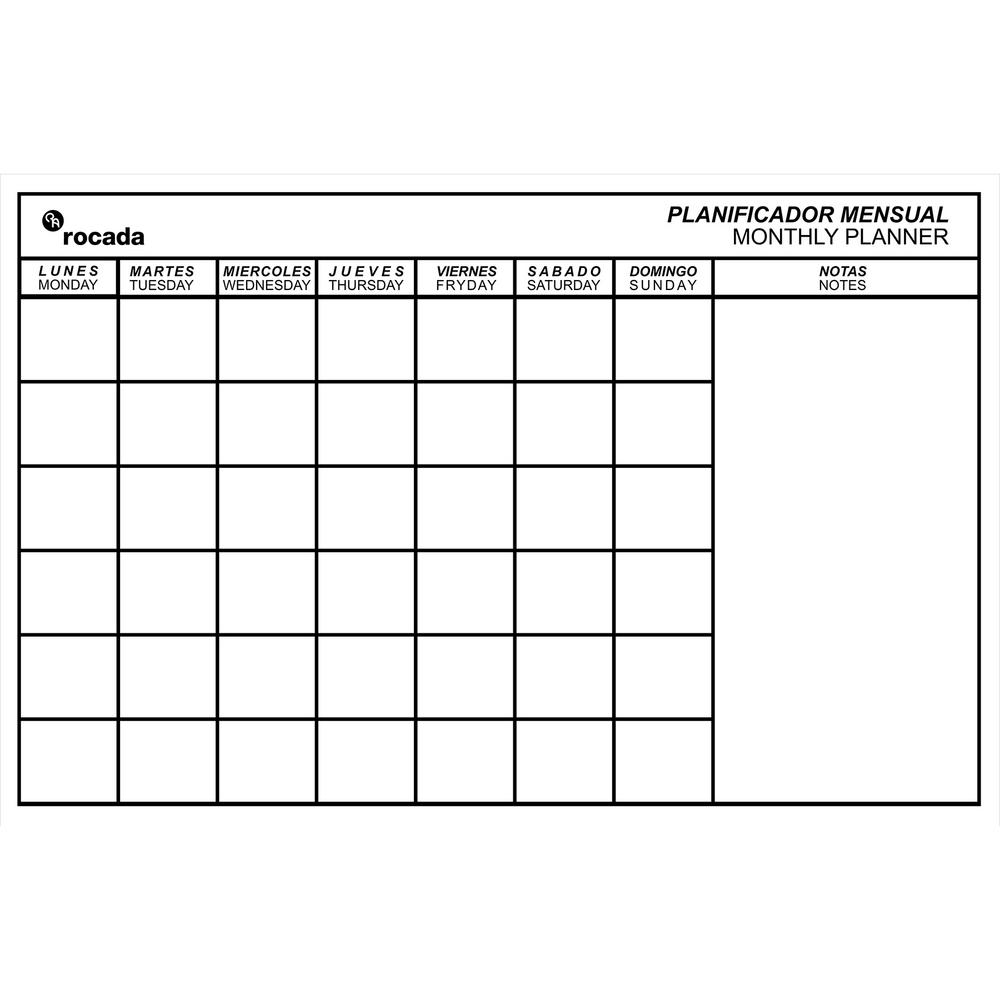 Rocada Skin Magnetic Dry Erase Board 295 In X 4529 In White With Black Monthly Planner Grid - 