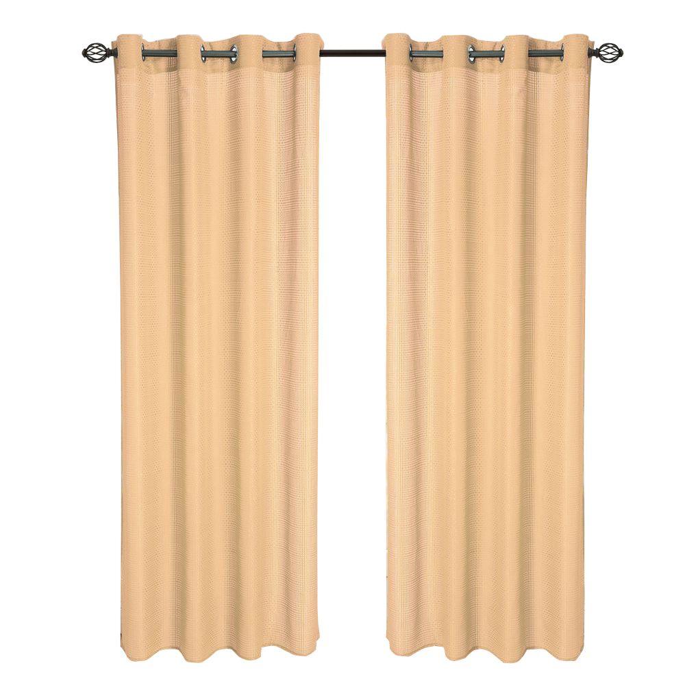 Lavish Home Gold Olivia Jacquard Grommet Curtain Panel 108 In Gold Olivia Jacquard Grommet Curtain Panel 108 In Length