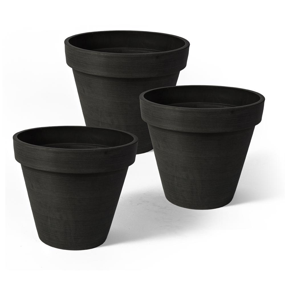 UPC 067151183310 product image for Algreen Valencia 4 in. Round Black Banded Plastic Planter (3-Pack) | upcitemdb.com