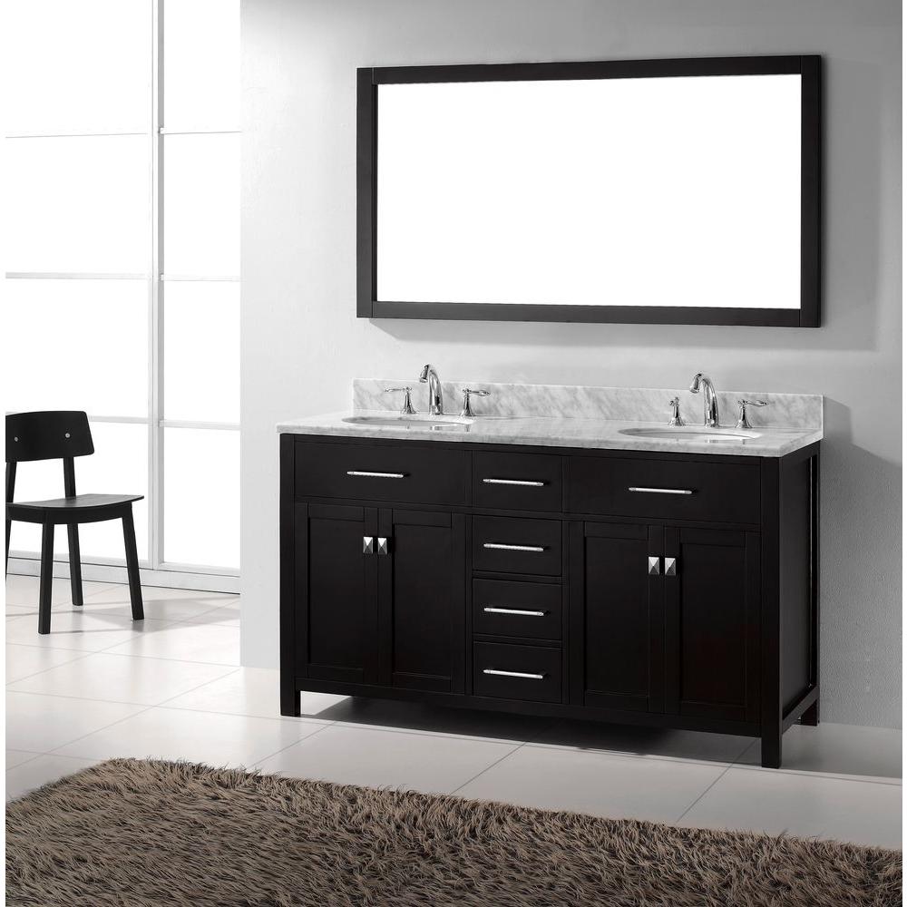 Virtu Usa Caroline 60 In W Bath Vanity Espresso With Marble Virtu Usa Caroline 60 In W Bath Vanity Espresso With Marble