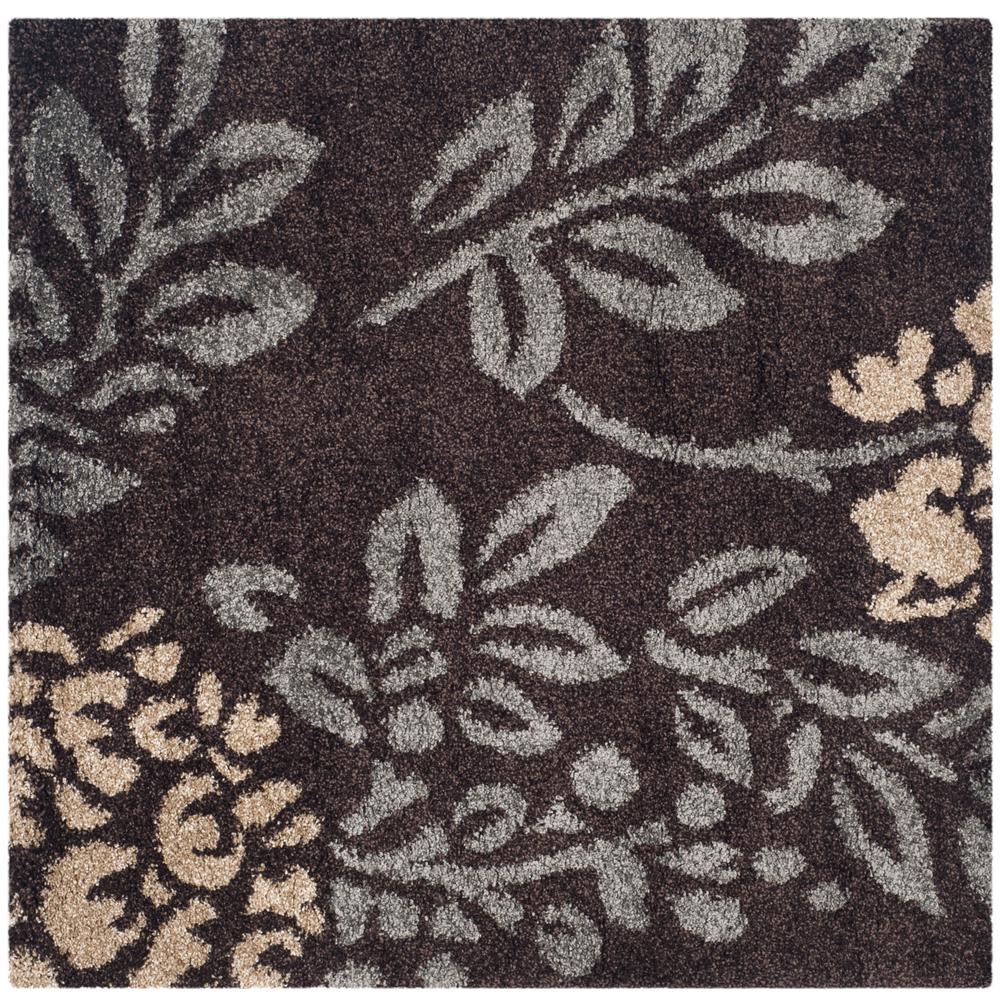 Safavieh Florida Shag Dark Brown/Gray 7 ft. x 7 ft. Square Area Rug