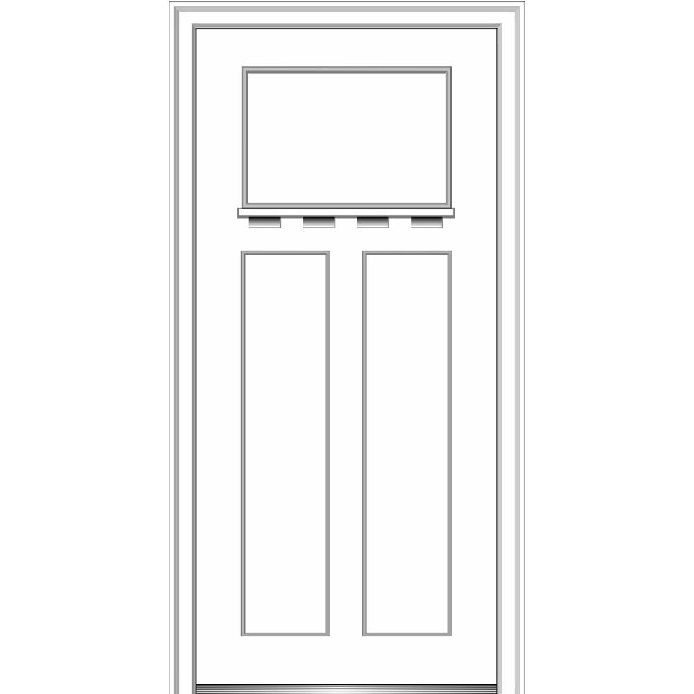 Mmi Door 36 In X 80 Shaker Right Hand Craftsman 3 Panel Painted Shaker Right Hand Craftsman 3 Panel Painted Fibergl Smooth Prehung Front Door With Dentil Shelf