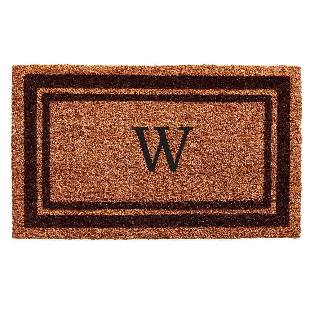 Home More Brown Border Monogram Door Mat 18 In X 30 In Letter