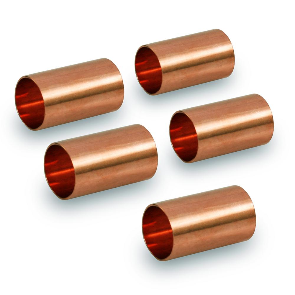 Bag of 25 ID C x C HVAC Wrot Copper Slip Coupling with Rolled Stop x 3//8 in 1//4 in Nominal 3//8 in OD