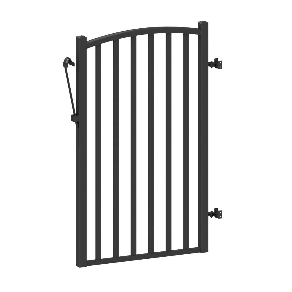 5 Ft W X 6 H Black Iron Swinging Wood Block Wall Fence Gate Swinging Wood Block Wall Fence Gate