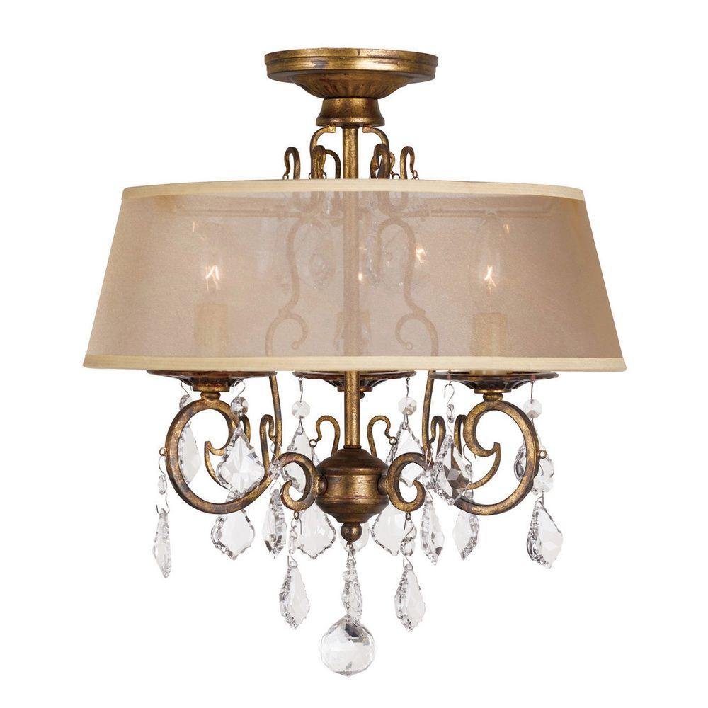 World Imports 15 in. 3-Light Antique Gold Flush Mount Chandelier was $230.59 now $149.28 (35.0% off)