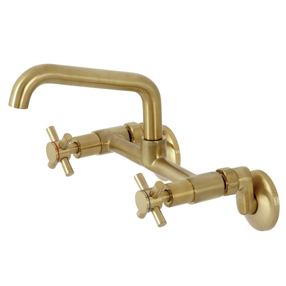 Kingston Brass Concord 2Handle WallMount Kitchen Faucet in Polished BrassHKS423PB The Home