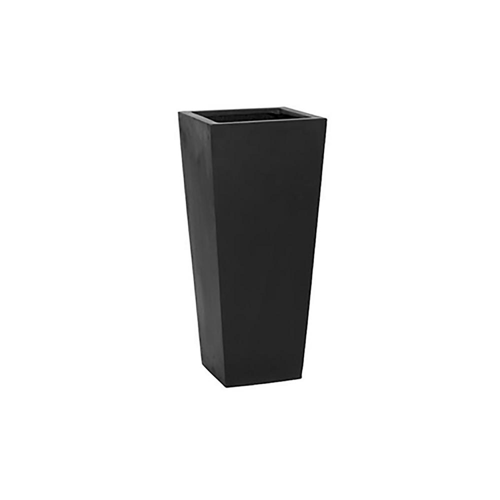 Vasesource 27 in. x 13 in. Black Tapered Square FiberStone Planter/Pot