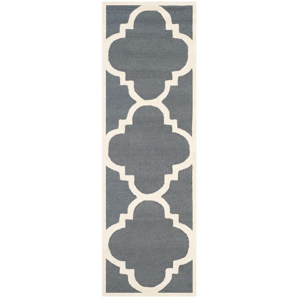 Safavieh Cambridge Dark Gray/Ivory 3 ft. x 8 ft. Runner RugCAM140X28