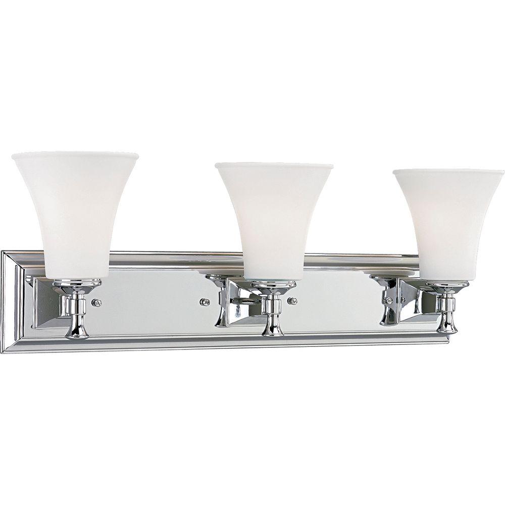 Progress Lighting Fairfield Collection 3 Light Chrome Bathroom Vanity Light With Glass Shades