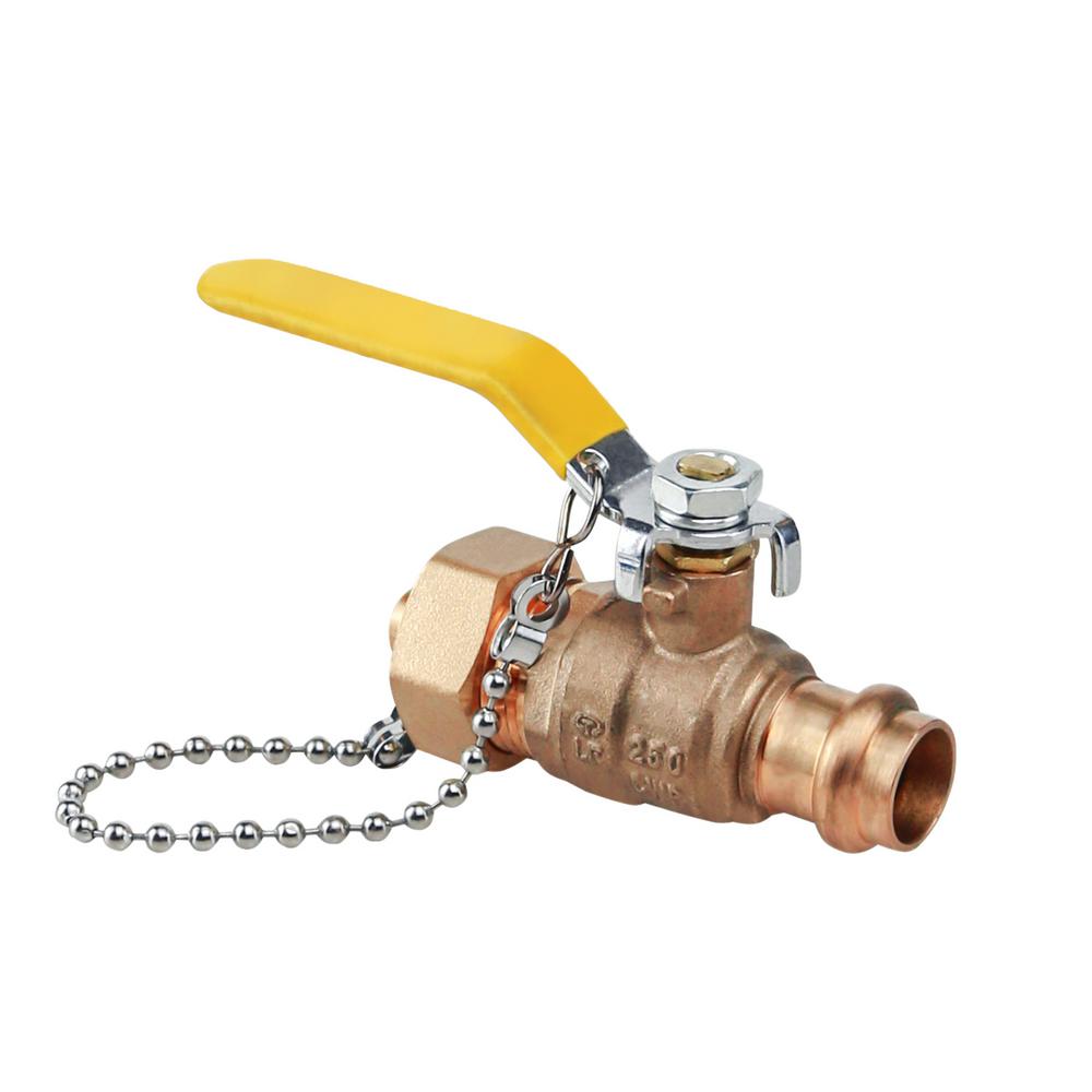 The Plumbers Choice Premium Brass Full Port Hose Ball Valve With Chain And Cap 12 In Press X 6090