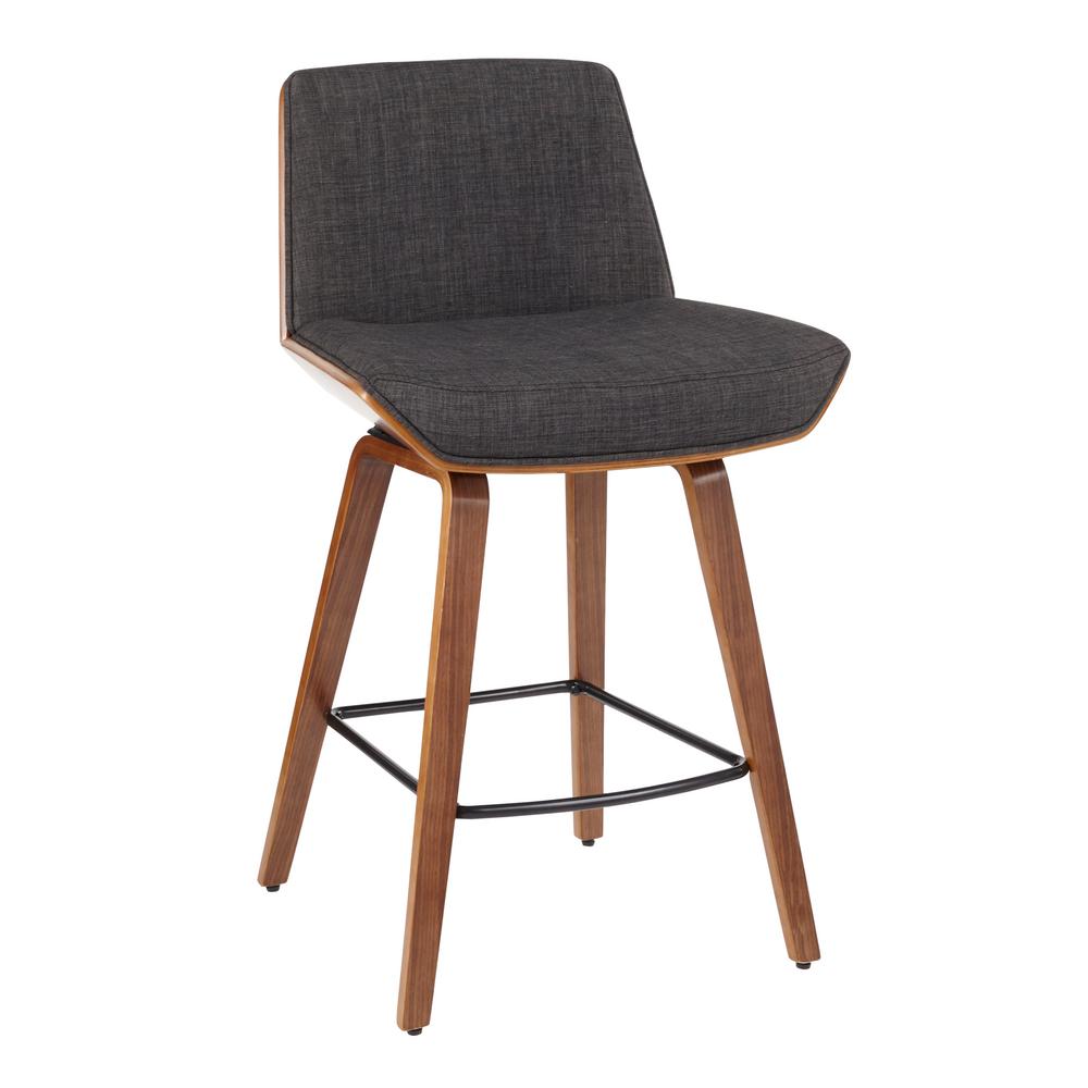 Lumisource Corazza Mid Century Modern Walnut Wood And Charcoal Lumisource Corazza Mid Century Modern Walnut Wood And Charcoal Fabric Counter Stool B26 Crzzx Wl Cha The Home Depot