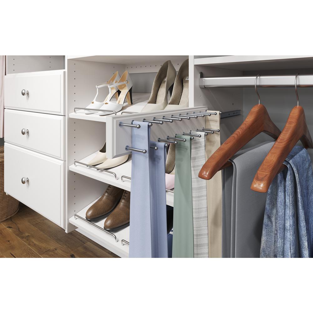 Closet Evolution 20 Hook Sliding Tie Rack White Wh13 The Home Depot