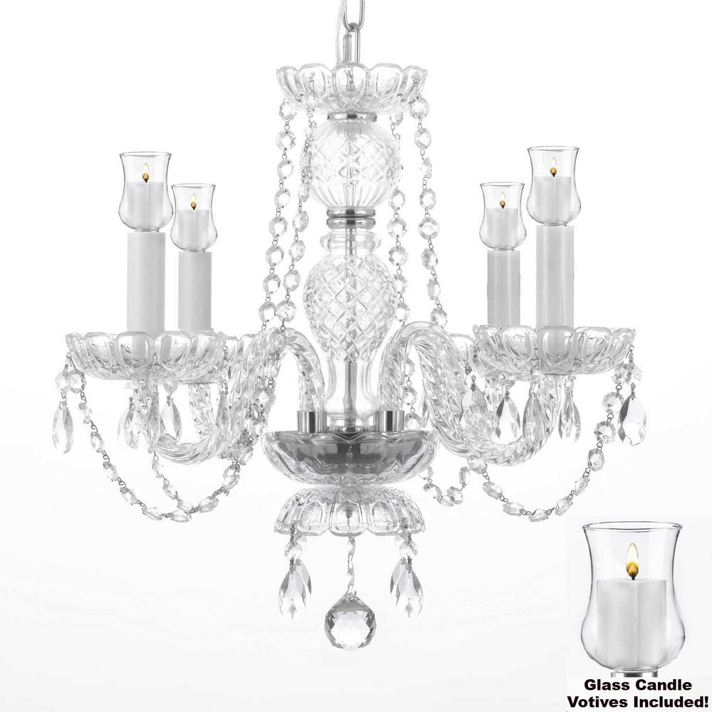 Harrison Lane Empress Crystal 4 Light Clear Chandelier With Candle Harrison Lane Empress Crystal 4 Light Clear Chandelier With Candle Votive