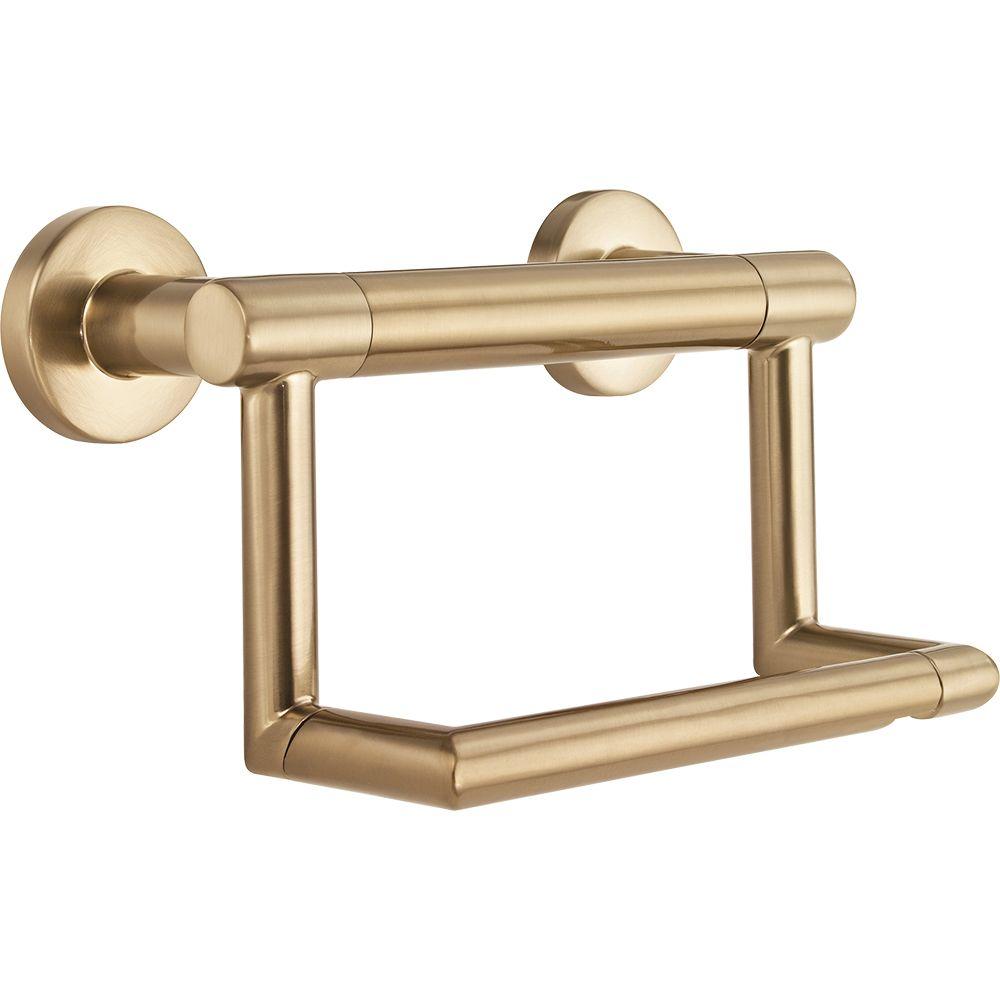 Delta Decor Assist Contemporary Toilet Paper Holder With Assist Bar In   Champagne Bronze Delta Toilet Paper Holders 41550 Cz 64 1000 