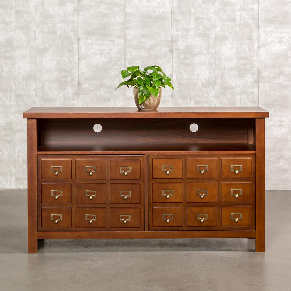 Brown Wood Cottage Tv Stands Living Room Furniture The Apothecary Walnut Entertainment Center