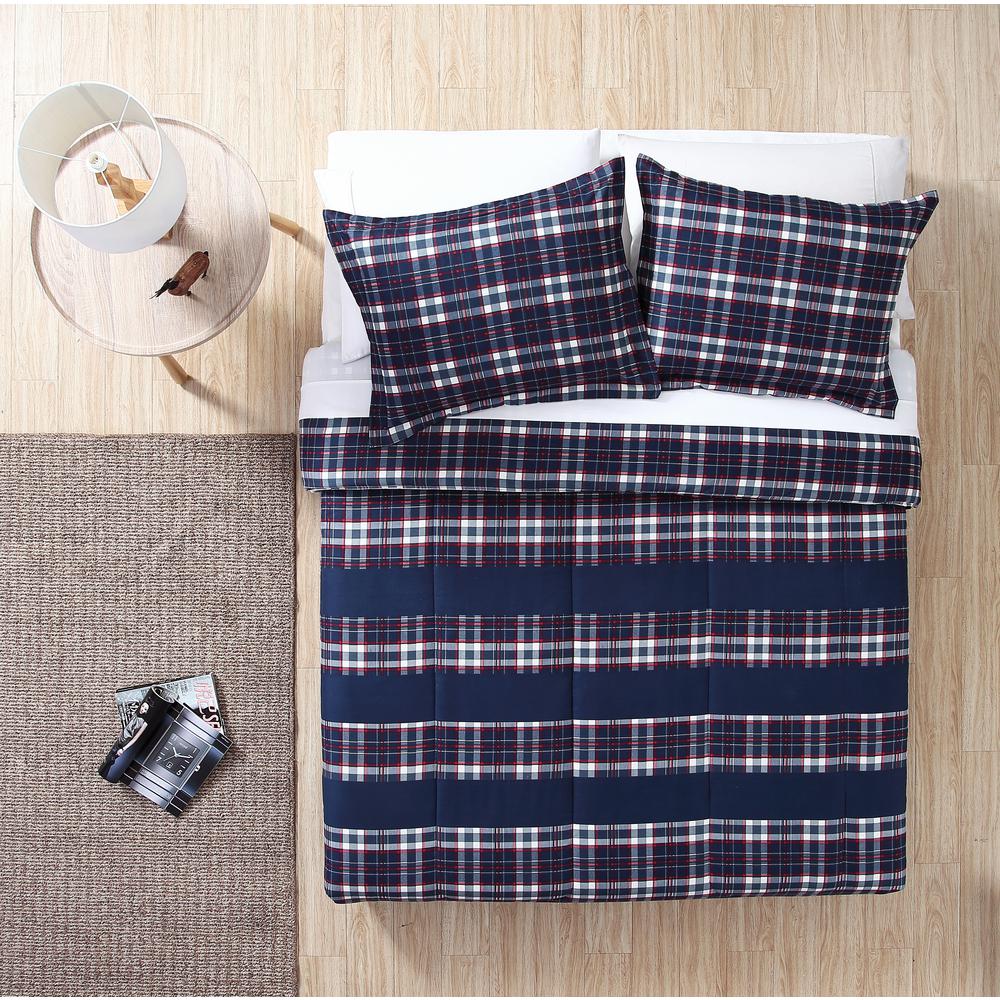 Morgan Home Lakewood 3 Piece Full Queen Plaid Comforter Set