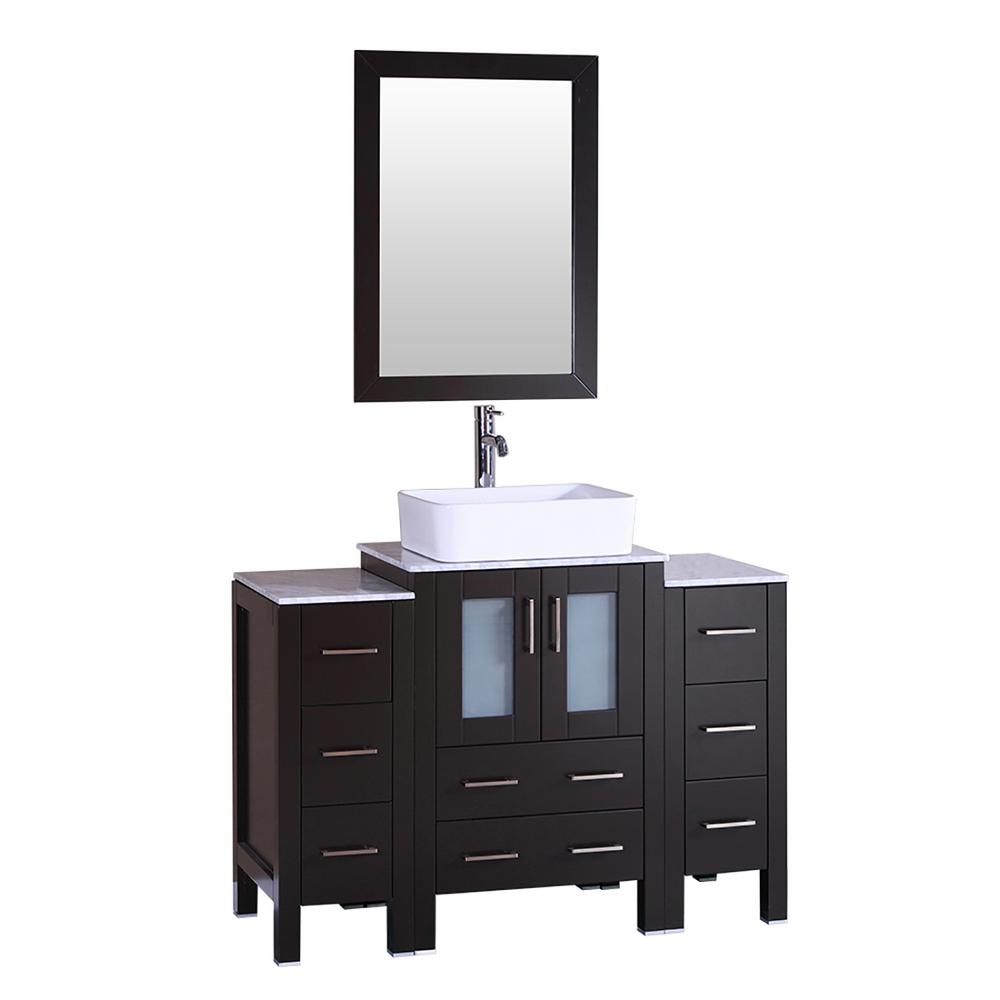 Bosconi 48 in. W Single Bath Vanity with Ceramic Vanity Top in White with White Basin, Polished
