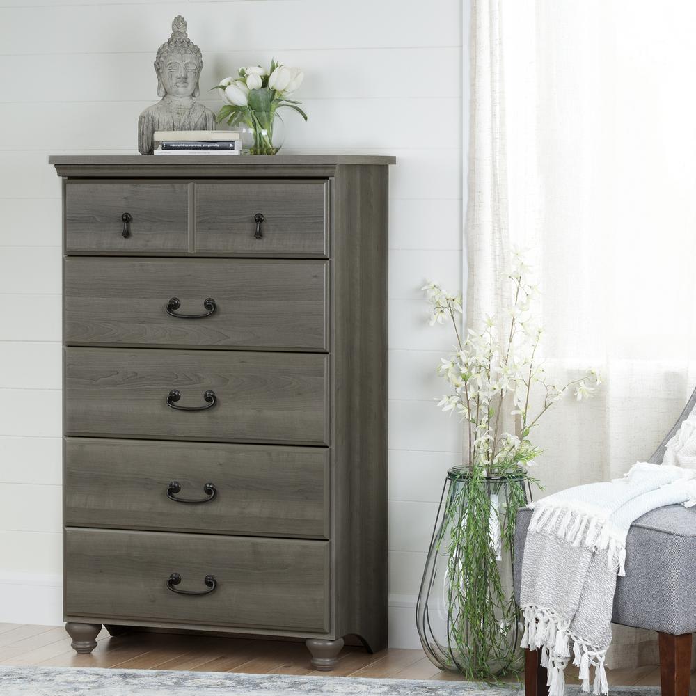 Le 5 Drawer Gray Maple Chest Le 5 Drawer Gray Maple Chest