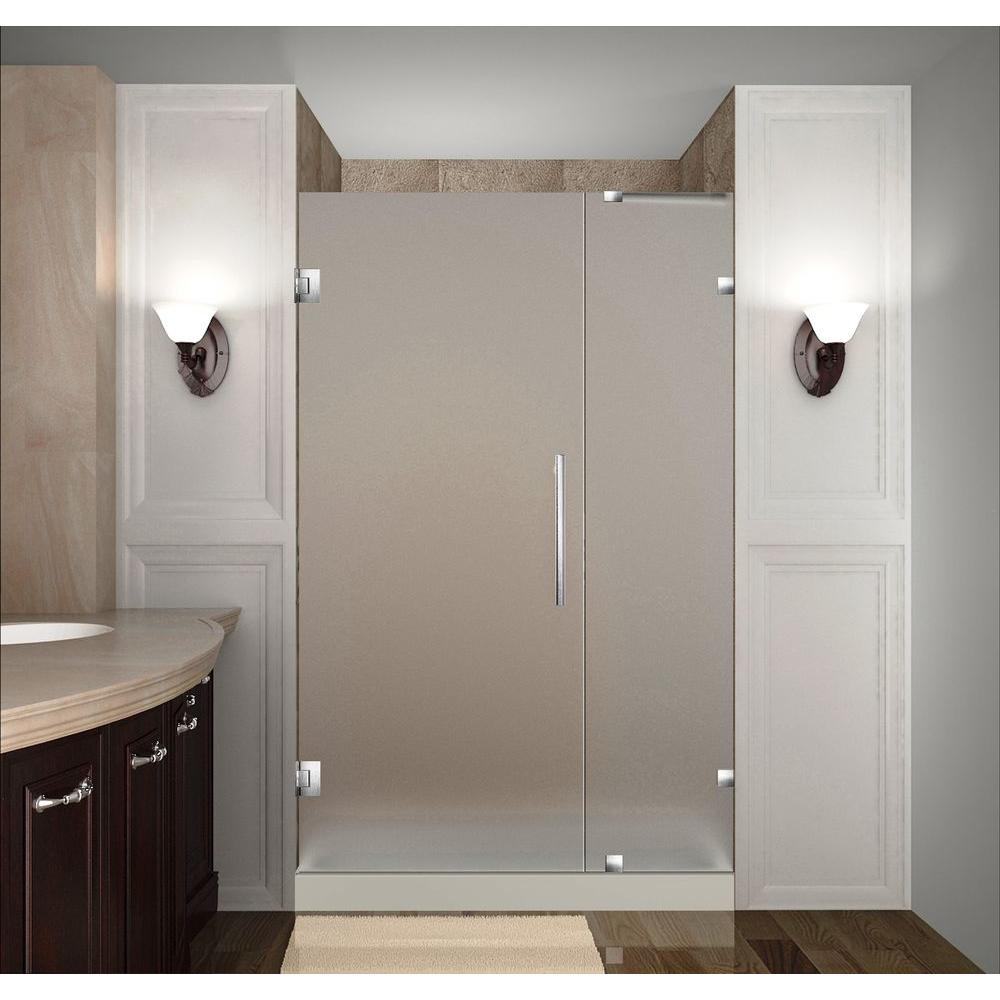 Aston Nautis 35 In X 72 Completely Frameless Hinged Shower Door Completely Frameless Hinged Shower Door With Frosted