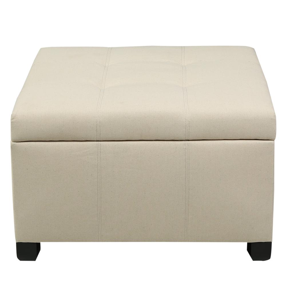 Noble House Richmond Beige Fabric Storage Ottoman296839 The Home Depot
