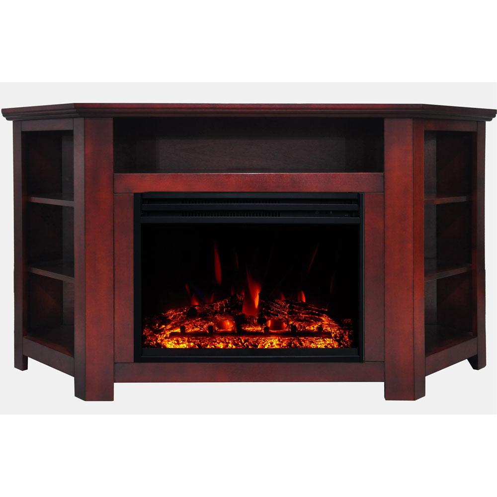 Corner Entertainment Centers With Fireplace
 - Cambridge Stratford 56 In Corner Electric Fireplace Heater Tv Stand In Cherry With Enhanced Log Display And Remote Cam5630 1chrlg3 The Home Depot