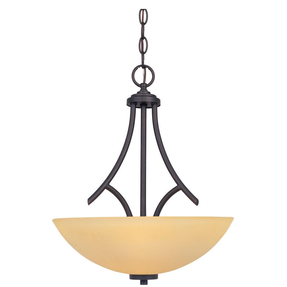 Globe Electric 3Light Oil Rubbed Bronze and Glass Vintage Pendant