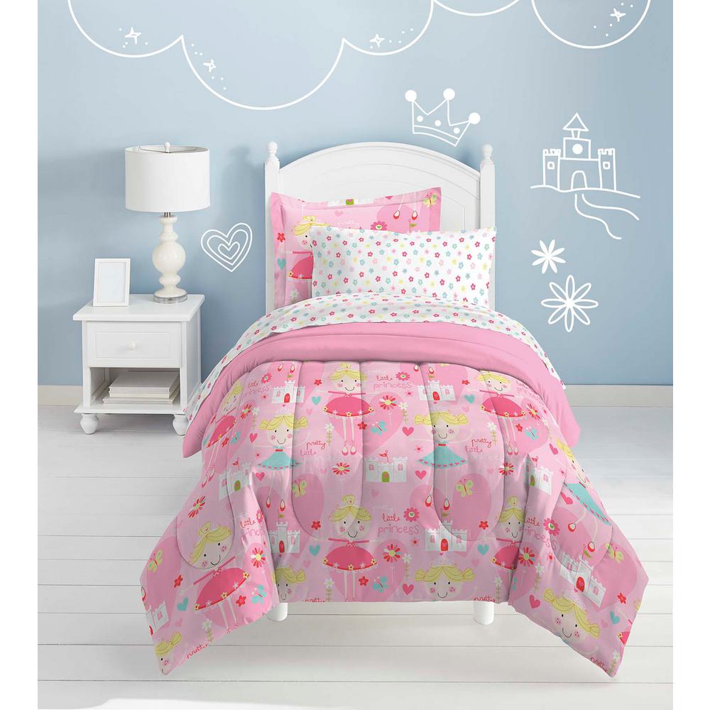 Dream Factory Pretty Princess 7 Piece Pink Full Comforter Set 2a748902mu The Home Depot
