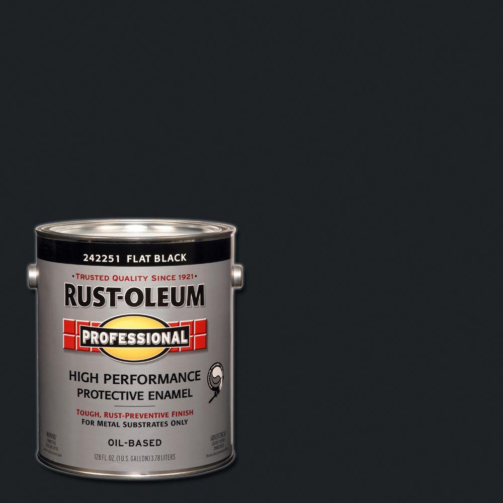 Rust-Oleum Professional 1 gal. High Performance Protective Enamel Flat Black Oil Based Paint For Metal