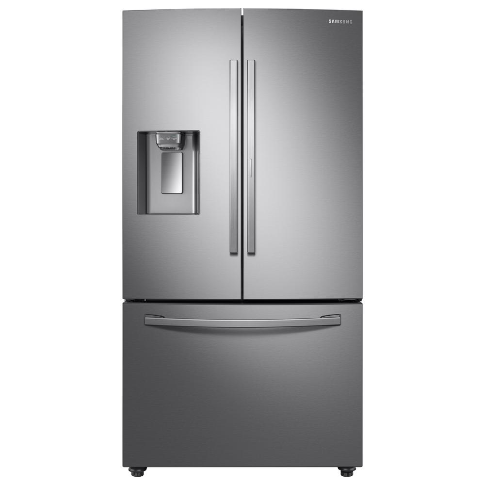 Samsung 23 cu. ft. 3-Door French Door Refrigerator in Stainless Steel with Food Showcase Door, Counter Depth, Fingerprint Resistant Stainless Steel RF23R6301SR