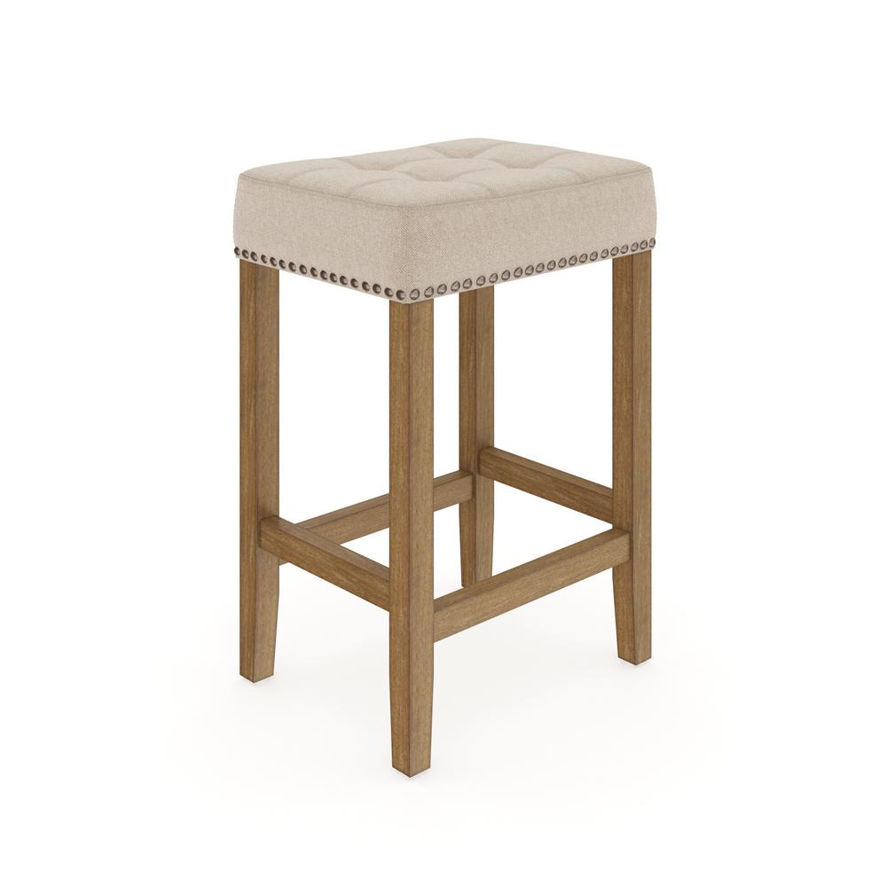 Nathan James Hylie 24 in. Natural Flax Nailhead Saddle Cushion Light