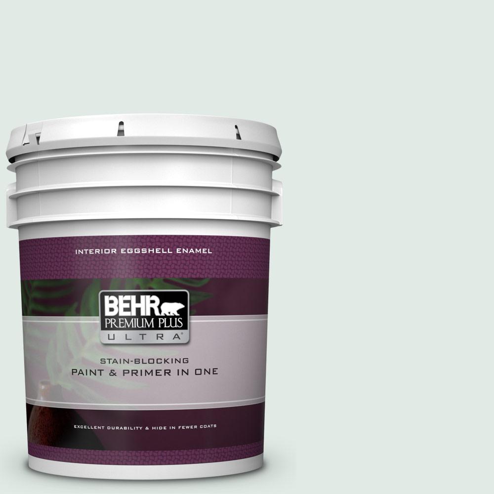 Behr Premium Plus Ultra 5 Gal Icc 37 Beach Glass Eggshell Enamel Interior Paint And Primer In One