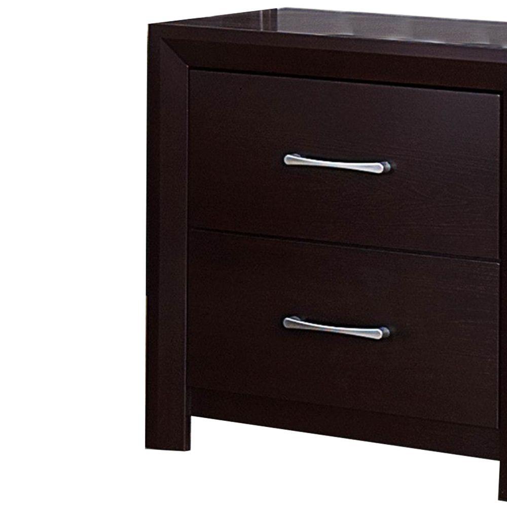 Benjara 2 Drawer Espresso Brown Wooden Night Stand 23 5 In L X 16 25 In W X 24 25 In H Hme 2145 4 The Home Depot