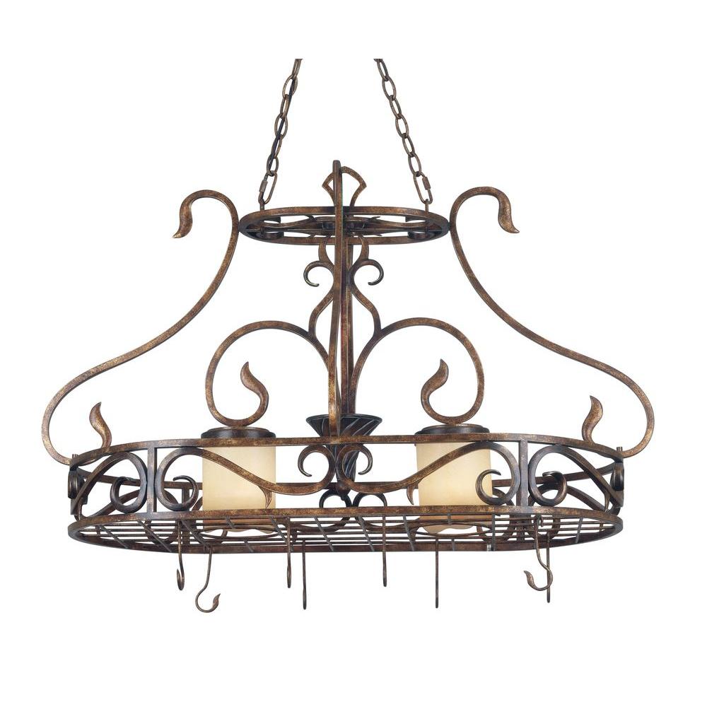 Kenroy Home Verona 2 Light Aged Copper Pot Rack With Hooks 90505agc Kenroy Home Verona 2 Light Aged Copper Pot Rack With Hooks