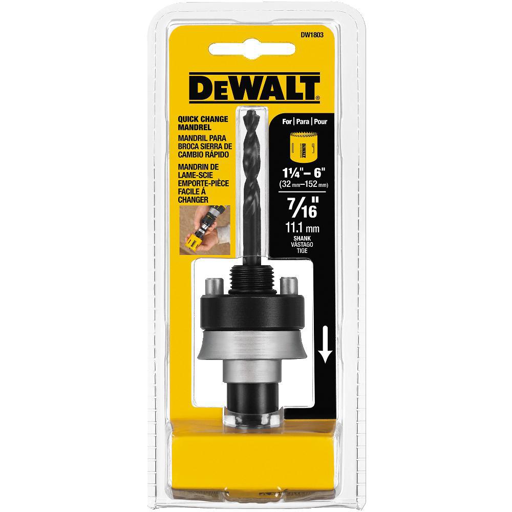 DEWALT 7/16 in. Shank Quick Change Mandrel Fits Hole Saws 11/4 in. 6 in.DW1803 The Home Depot